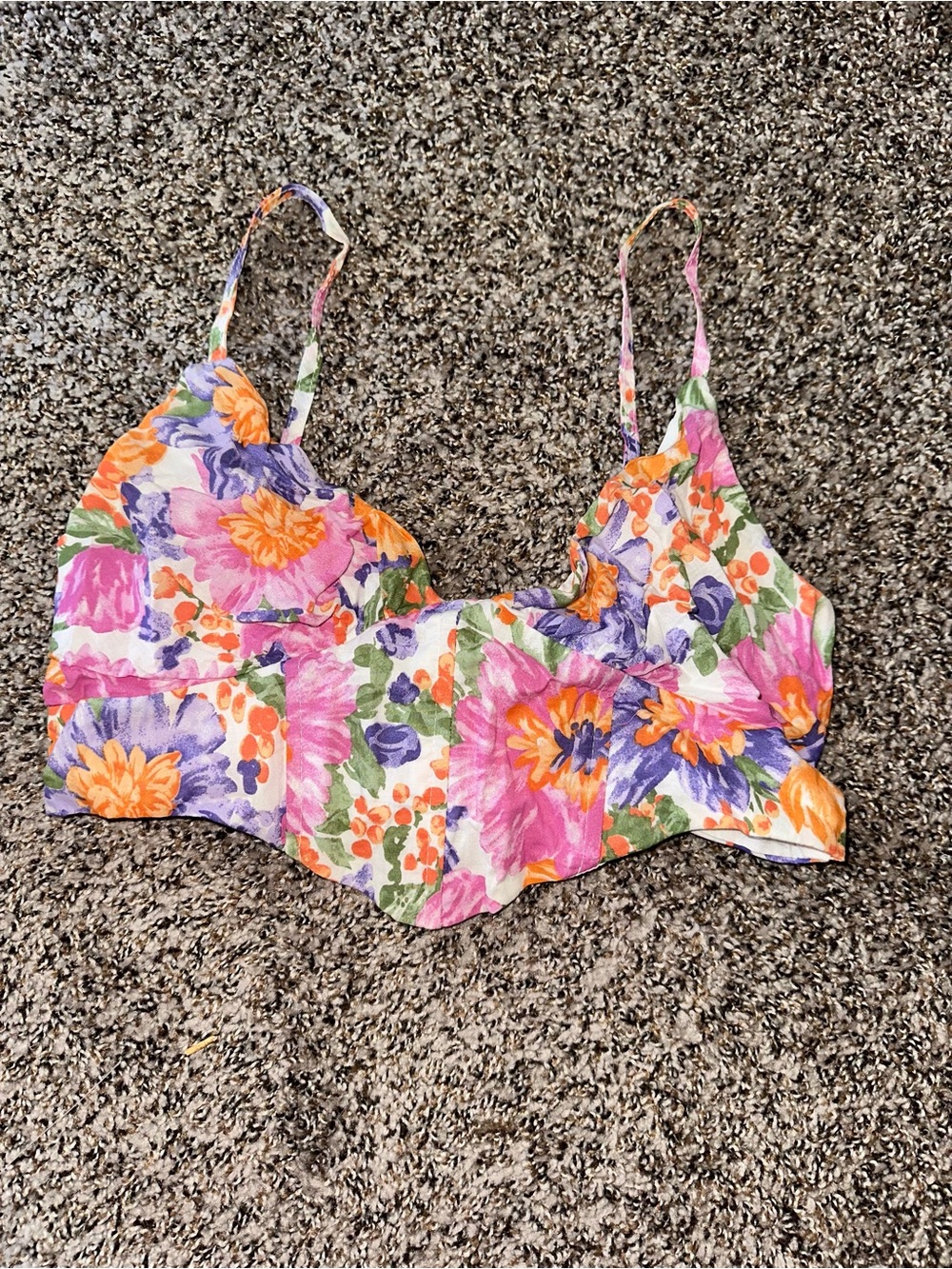 Princess Polly Floral Cropped Cami in Pink, Purple & Orange